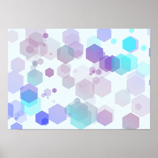 Abstrakte Sechseck-Kunst - Lila- und Blautöne Poster (Vorne)