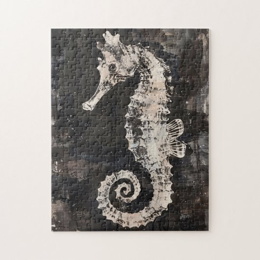 Abstrakte Seepferd Art auf dunkler Tinte Puzzle (Vertikal)