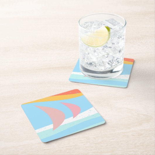 Abstrakte Segelboote Rechteckiger Pappuntersetzer (Vor Ort)