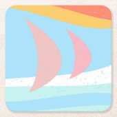 Abstrakte Segelboote Rechteckiger Pappuntersetzer (Vorderseite)