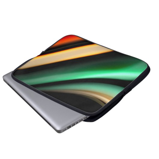 Abstrakte Seide glatte Linien auf schwarzen, mehrf Laptopschutzhülle (Vorne Knopf)