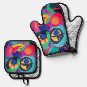 Abstrakte Seite 2 Ofenhandschuh & Topflappen-Set (Vorderseite/Rückseite)