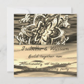 Abstrakte Sepia-Blume, glänzende Farbtöne zu dunkl Einladung (Vorderseite)