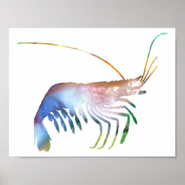 Abstrakte Shrimp-Silhouette Poster