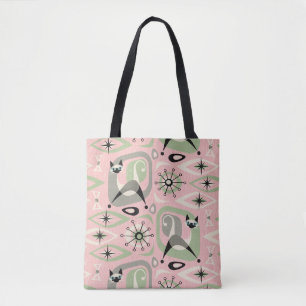 Abstrakte siamesische Katze im Mid-Century-Stil Tasche