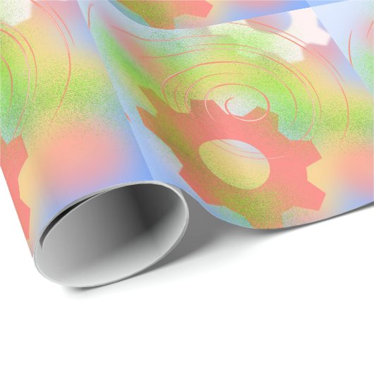 Abstrakte sich drehende Zahnräder Geschenkpapier (Rolleneckpunkt)