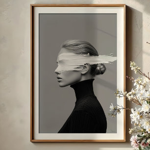 Abstrakte Sicht: monochrome Paint-Stroke-Portrait Poster