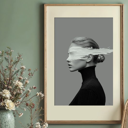 Abstrakte Sicht: monochrome Paint-Stroke-Portrait Poster