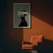 Abstrakte Sicht: monochrome Paint-Stroke-Portrait Poster