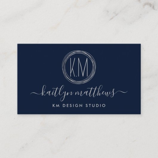 Abstrakte Silber-Circles Monongram-Visitenkarte Visitenkarte (Vorderseite)