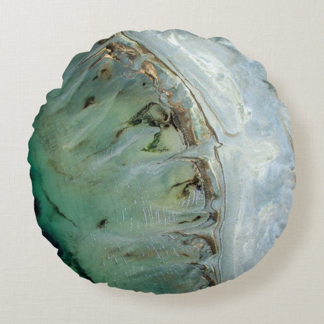 Abstrakte Silber- und Golddarstellung Rundes Kissen (Vorderseite)