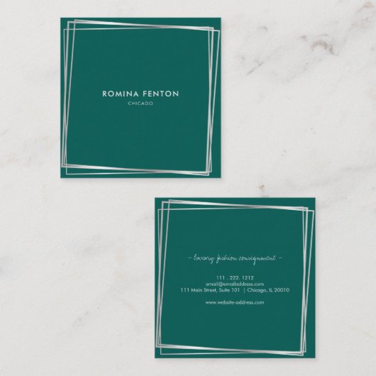 Abstrakte Silberrahmen Moderne Berufliche Quadratische Visitenkarte (Vorne/Hinten)