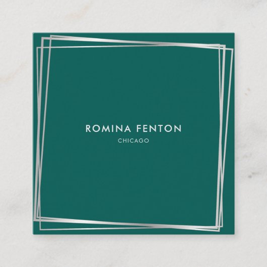 Abstrakte Silberrahmen Moderne Berufliche Quadratische Visitenkarte (Vorderseite)