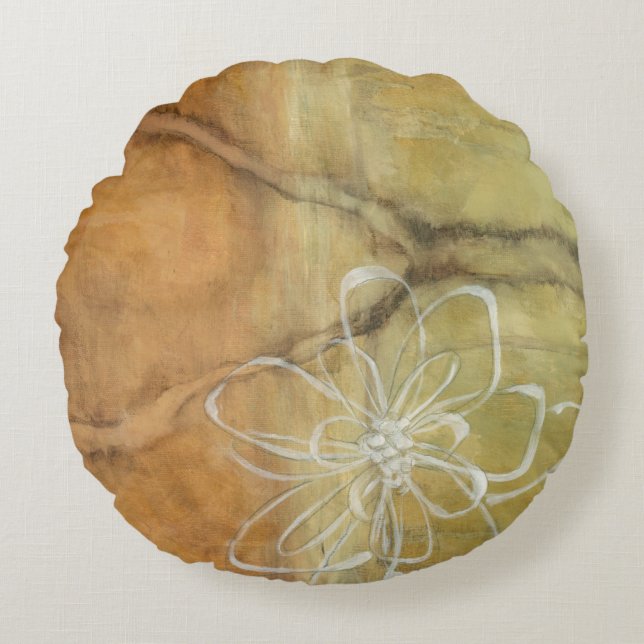 Abstrakte Silhouette auf dem Hintergrund des Tans Rundes Kissen (Vorderseite)