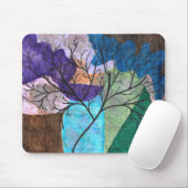 Abstrakte Silhouette Bäume auf farbenfroher Wasser Mousepad (Mit Mouse)