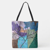 Abstrakte Silhouette Bäume auf farbenfroher Wasser Tasche (Rückseite)