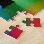 Abstrakte Silhouette Bäume im Regenbogensee Puzzle (Seite)