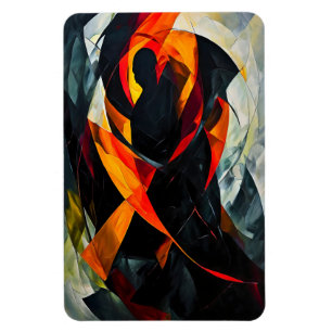 Abstrakte Silhouette in fiery Red and Black Art Magnet