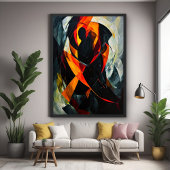 Abstrakte Silhouette in fiery Red and Black Art Poster