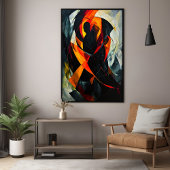 Abstrakte Silhouette in fiery Red and Black Art Poster