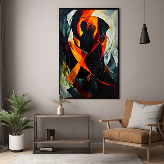 Abstrakte Silhouette in fiery Red and Black Art Poster