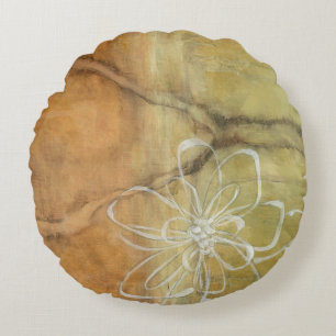 Abstrakte Silhouette-Malerei auf TAN-Hintergrund Rundes Kissen