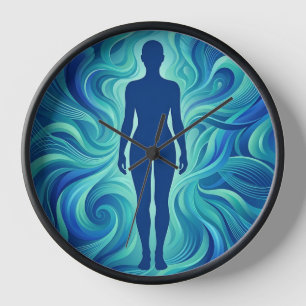 Abstrakte Silhouette Ozean Blau Kunstuhren Uhr