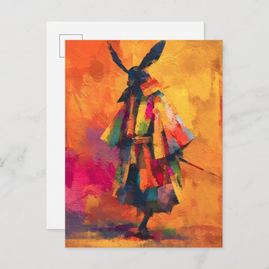 Abstrakte Silhouette Samurai Warrior Ankündigungspostkarte (Vorne/Hinten)