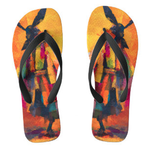 Abstrakte Silhouette Samurai Warrior Badesandalen