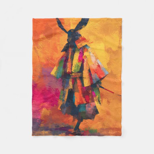 Abstrakte Silhouette Samurai Warrior Fleecedecke (Vorderseite)