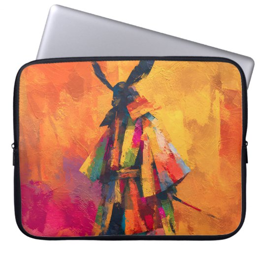 Abstrakte Silhouette Samurai Warrior Laptopschutzhülle (Vorderseite)