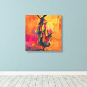 Abstrakte Silhouette Samurai Warrior Leinwanddruck (Insitu (Holzboden))