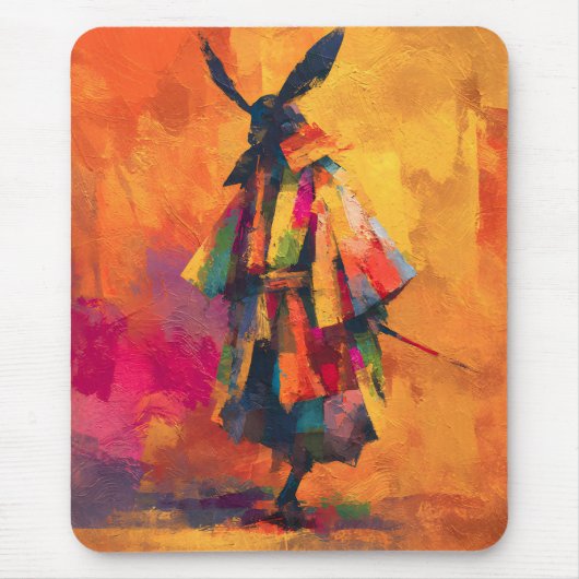 Abstrakte Silhouette Samurai Warrior Mousepad (Vorne)