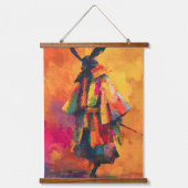 Abstrakte Silhouette Samurai Warrior Wandteppich Mit Holzrahmen (Vorderseite)