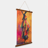 Abstrakte Silhouette Samurai Warrior Wandteppich Mit Holzrahmen (Gewinkelt)