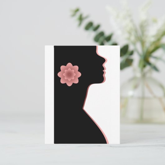 Abstrakte Silhouette Schöne schwarze Frau Postkarte (Stehend Vorderseite)