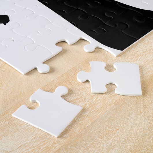 Abstrakte Silhouette Schwarz-weiß und Gelbbaum Puzzle (Seite)