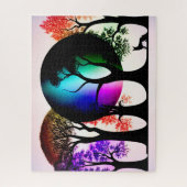 Abstrakte Silhouetten mit Farbabstrichen Puzzle (Vertikal)