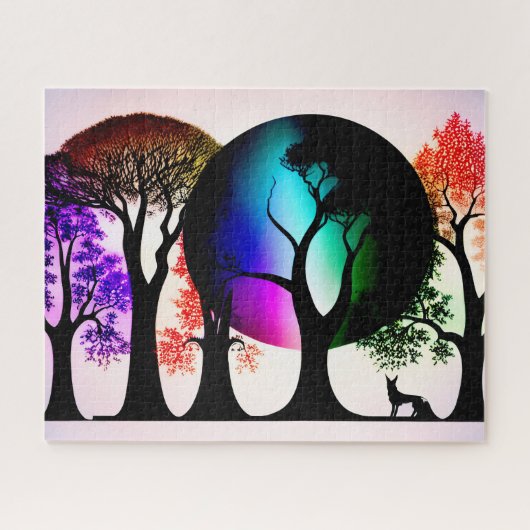 Abstrakte Silhouetten mit Farbabstrichen Puzzle (Horizontal)