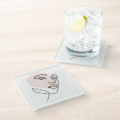 Abstrakte Single-Linie-Kunst Glasuntersetzer (Schrägansicht)