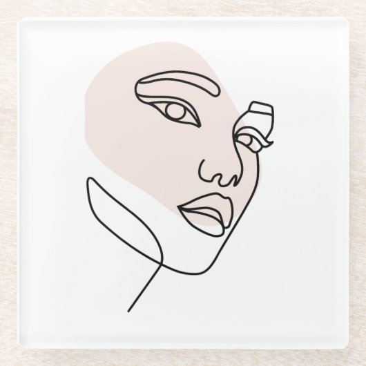Abstrakte Single-Linie-Kunst Glasuntersetzer (Vorderseite)