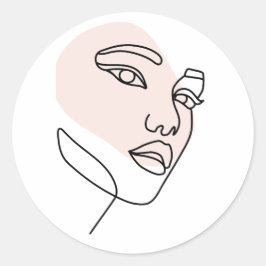 Abstrakte  Single-Linie-Kunst Runder Aufkleber