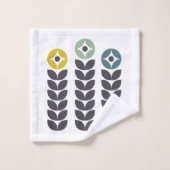 Abstrakte skandinavische Blume Badhandtuch Set (Waschlappen)