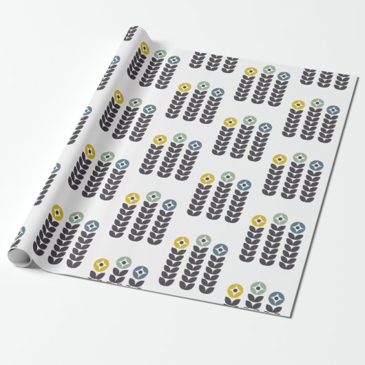 Abstrakte skandinavische Blume Geschenkpapier (Ungerollt)