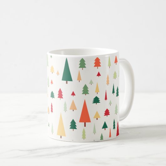 Abstrakte skandinavische Weihnachtsbäume Kaffeetasse (VorderseiteRechts)