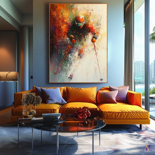 Abstrakte Skier-Kunst - Wintersport-Aktion Leinwanddruck