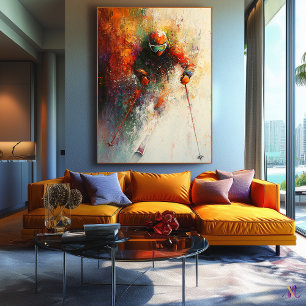 Abstrakte Skifahrer-Kunst - Wintersport-Action Leinwanddruck