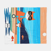 Abstrakte skurrile Katzen, die in einem Monogramm Fleecedecke (Vorderseite (Horizontal))