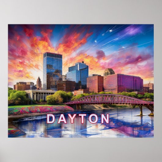 Abstrakte Skyline von Dayton, Ohio Poster (Vorne)