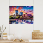 Abstrakte Skyline von Dayton, Ohio Poster (Küche)